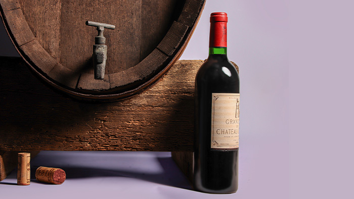 Mature vintage in a bottle of wine