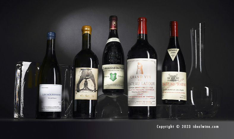 A snapshot of bottles from the private collection wine auction on iDealwine