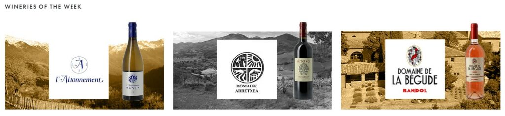 An example of iDealwine's Wineries of the Week