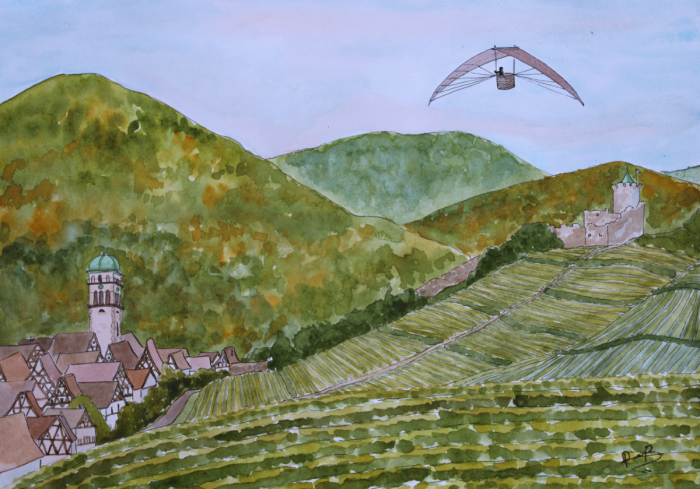 painting of a town in Alsace - auction report - Alsace wines