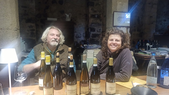 Filippo Filippi and Paula during our tasting at the Filippi estate