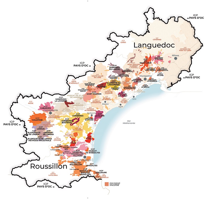 Map of Languedoc wine growing region
