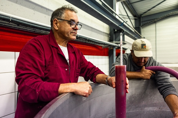 Vinification taking place at the Hospices de Nuits