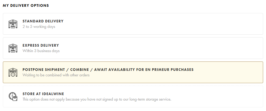 iDealwine shipping options for Spain