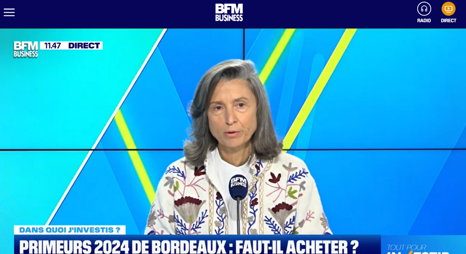 Angélique de Lencquesaing being interviewed about 2024 Bordeaux En Primeur