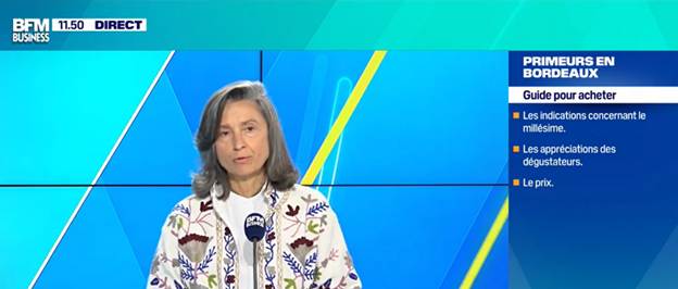 Angélique de Lencquesaing being interviewed about 2024 Bordeaux En Primeur