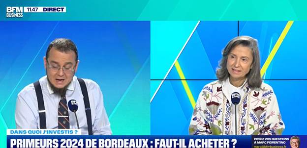 Angélique de Lencquesaing being interviewed about 2024 Bordeaux En Primeur