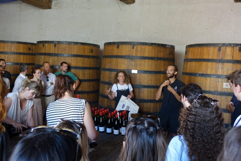 Camille of Marcel Lapierre explaining the wines to the team
