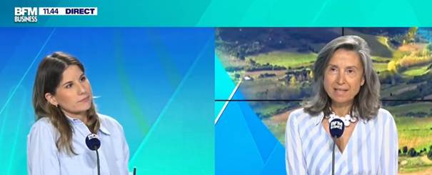 Lorraine Goumot interviewing Angélique de Lencquesaing on BFM Business