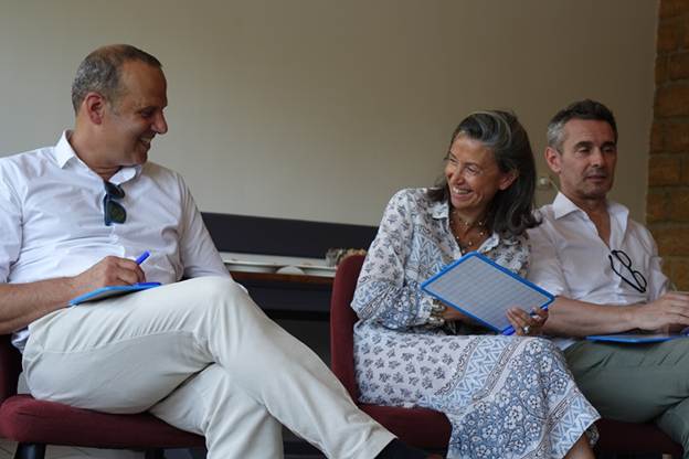 Cyrille, Angelique and Lionel competing in the quiz