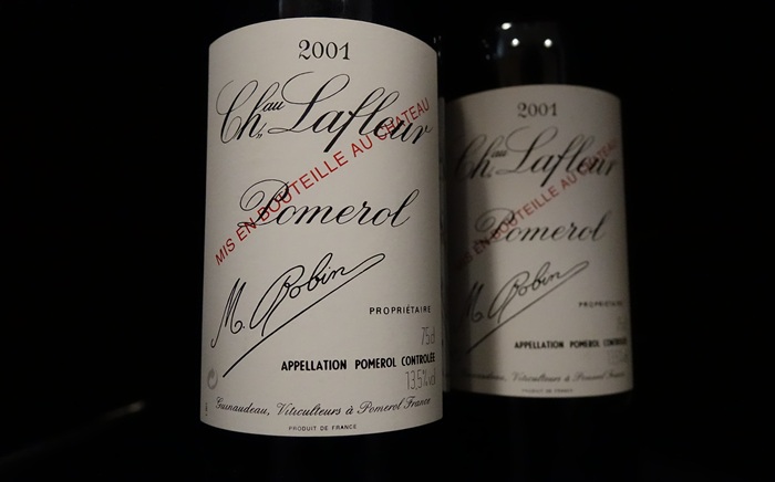 A close up of two Château Lafleur labels showing that is used to belong to the Pomerol AOC