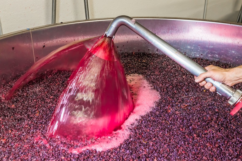 wine being pumped over