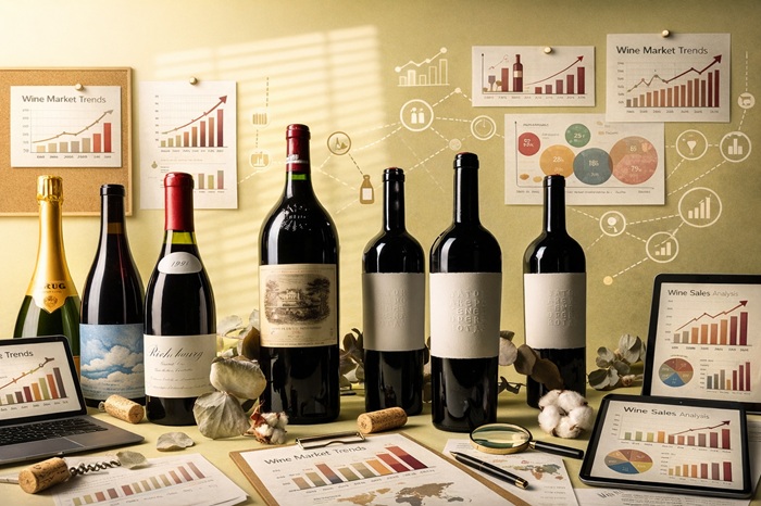 a collection of wine auction stars to illustrate this article about trends to look out for in 2026
