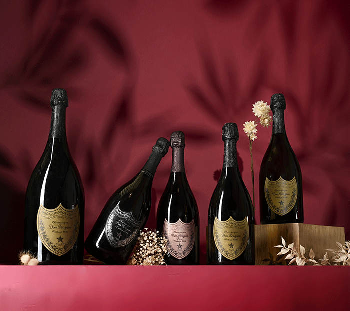 Bottles of Dom Perignon champagne