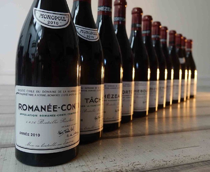 A collection of Romanée Conti bottles