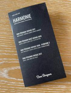 Dom Perignon tasting booklet